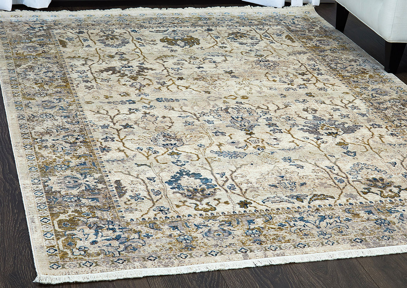 Home Dynamix Rutherford Adileh Transitional Area Rug 5'3"x7'7" Damask Ivory/Gold/Blue,Home Dynamix